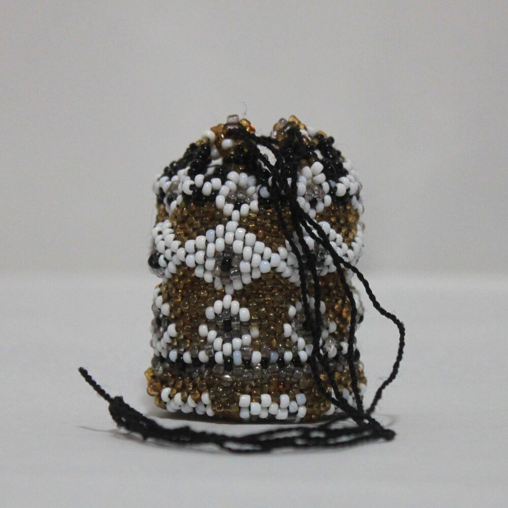Handcrafted Small Mini Glass Bead Drawstring
